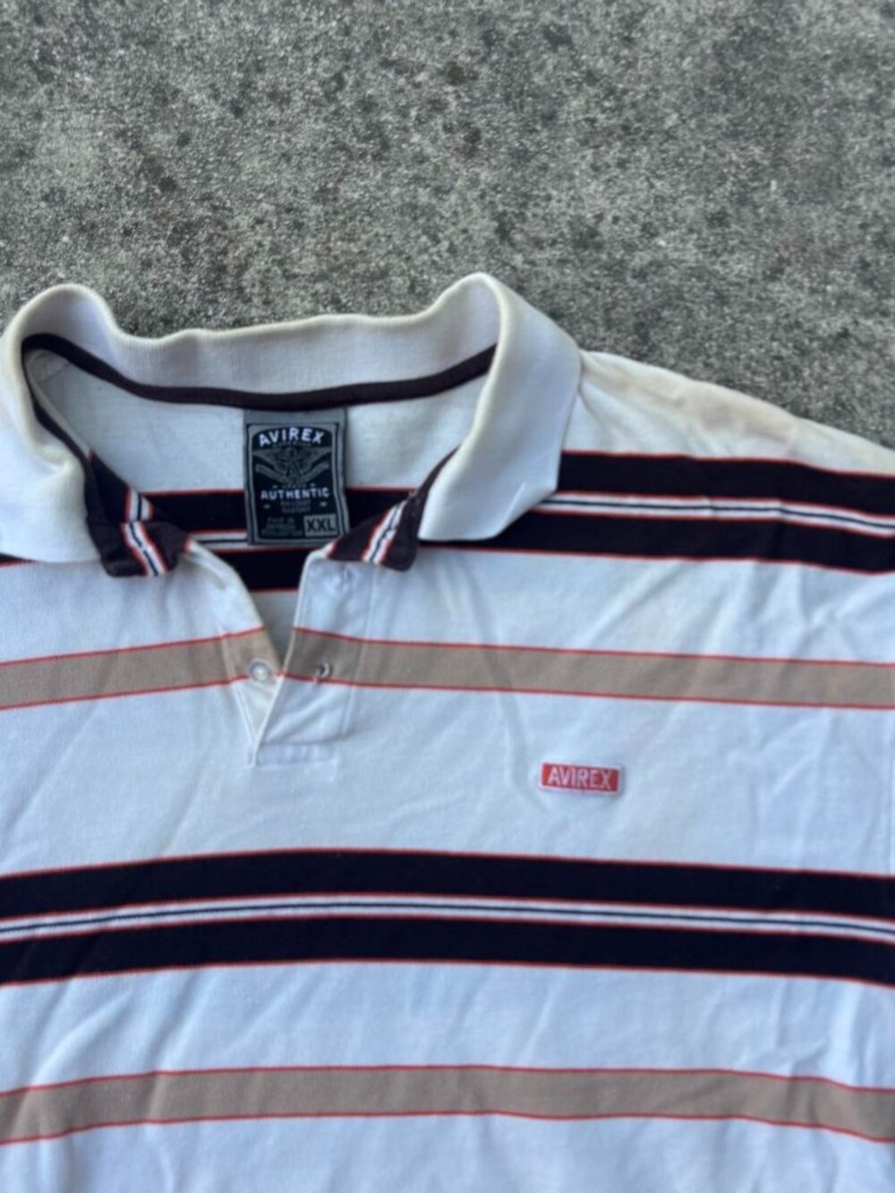 Avirex Polo Shirt Striped Y2K Skater 2XL